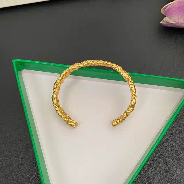Bottega Veneta Silver Gold Twisted Rope Motif Open Cuff Bracelet 7