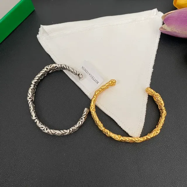 Bottega Veneta Silver Gold Twisted Rope Motif Open Cuff Bracelet 8