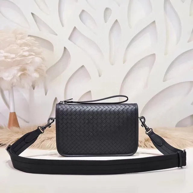 Bottega Veneta The Pouch Black Intrecciato Woven Leather Rectangular Silhouette Crossbody Bag 2