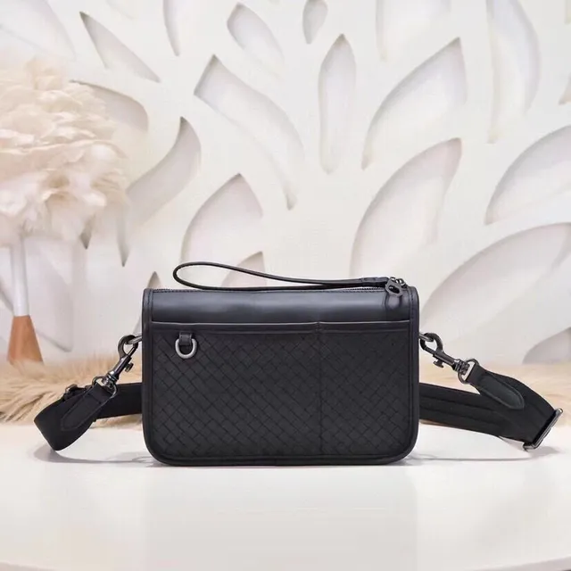 Bottega Veneta The Pouch Black Intrecciato Woven Leather Rectangular Silhouette Crossbody Bag 5