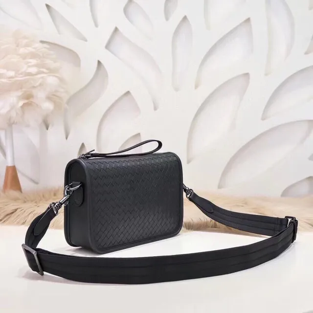 Bottega Veneta The Pouch Black Intrecciato Woven Leather Rectangular Silhouette Crossbody Bag 6