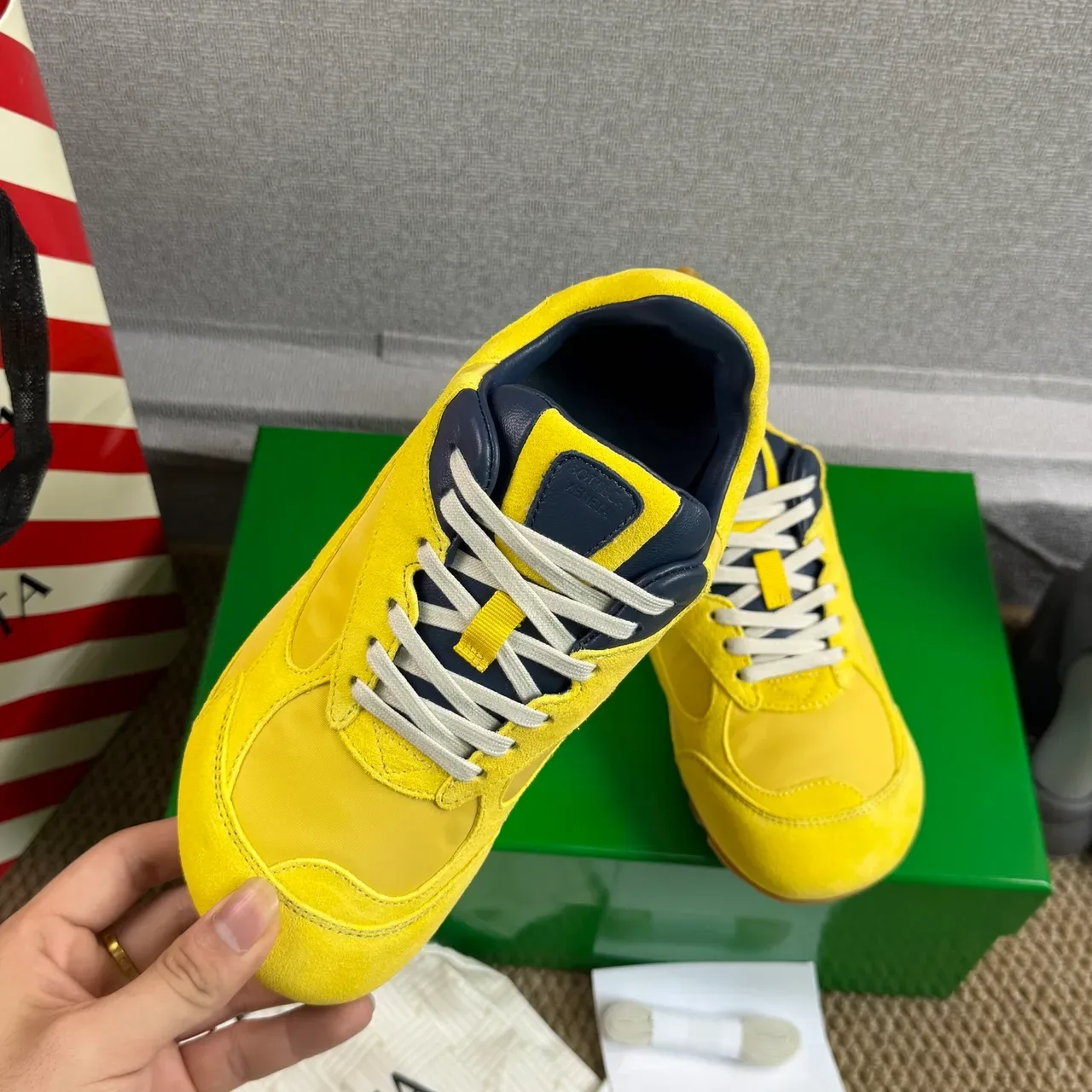 Bottega Veneta Track Trainer Yellow Navy sneakers lifestyle 4