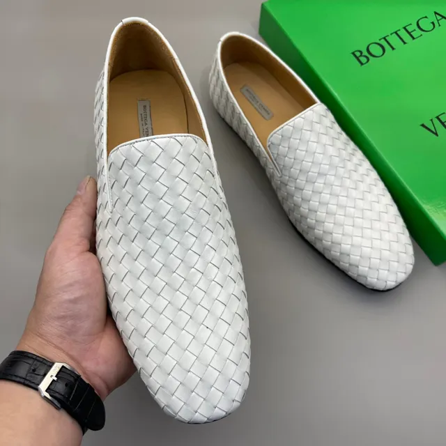 Bottega Veneta Blanc Noir Intrecciato Cuir Tissé Slip-On Loafer 3