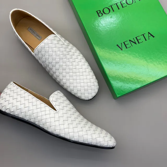 Bottega Veneta Blanc Noir Intrecciato Cuir Tissé Slip-On Loafer 5