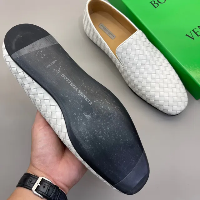 Bottega Veneta Blanc Noir Intrecciato Cuir Tissé Slip-On Loafer 8