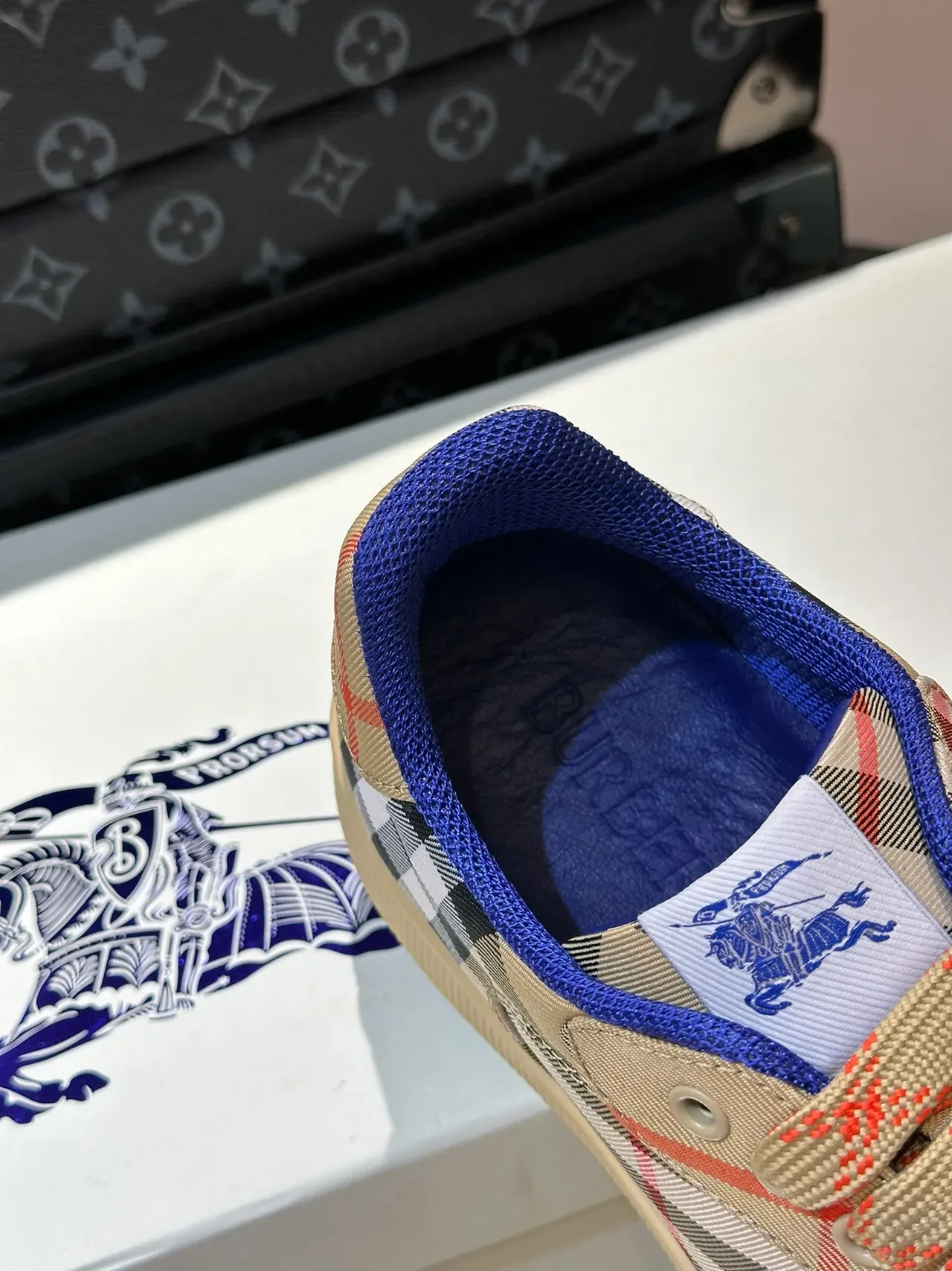 Burberry Beige Blue House Check Canvas Upper Contrast Lining Lifestyle Sneakers 2