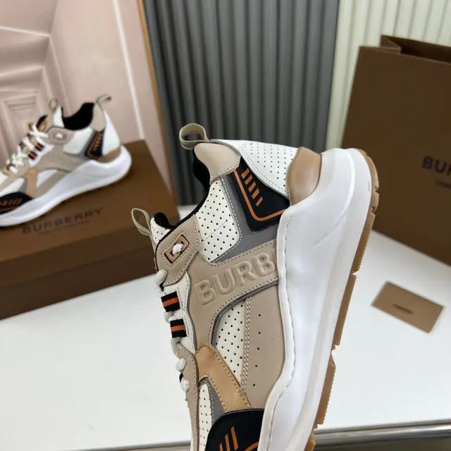 Burberry Beige Multicolor Sole Perforated Mesh Panels Chunky Sneakers 3