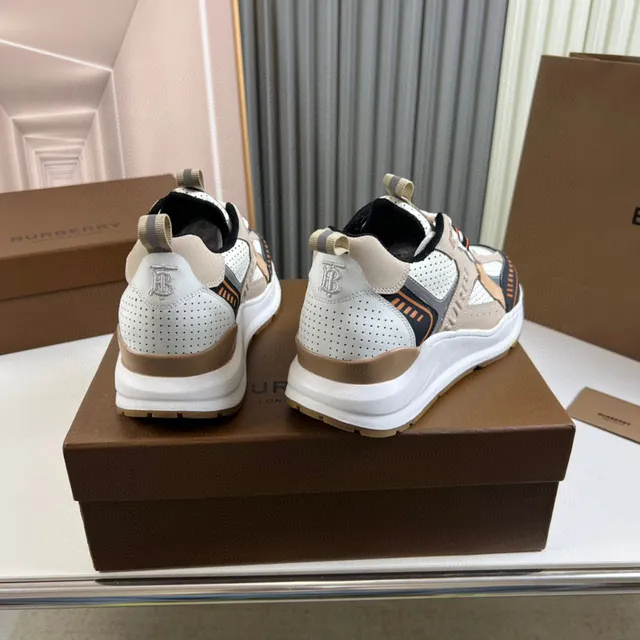 Burberry Beige Multicolor Sole Perforated Mesh Panels Chunky Sneakers 6