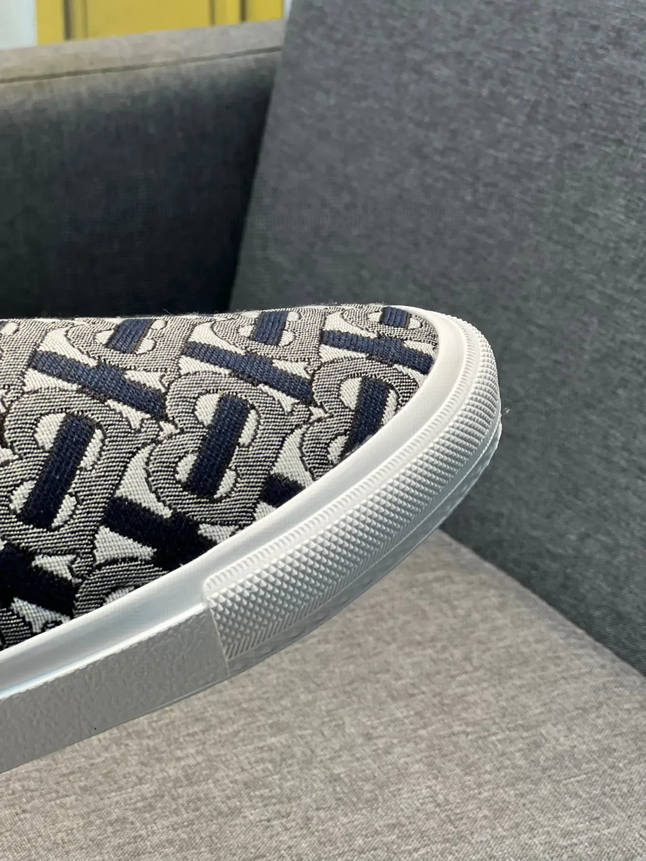 Burberry Beige Navy Monogram Jacquard Upper Backless Mule Silhouette Casual Shoes 4
