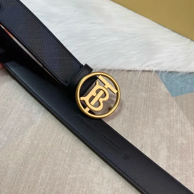 Burberry কালো সোনা মোনোগ্রাম বাকল টেক্সচার্ড লেদার বেল্ট 7