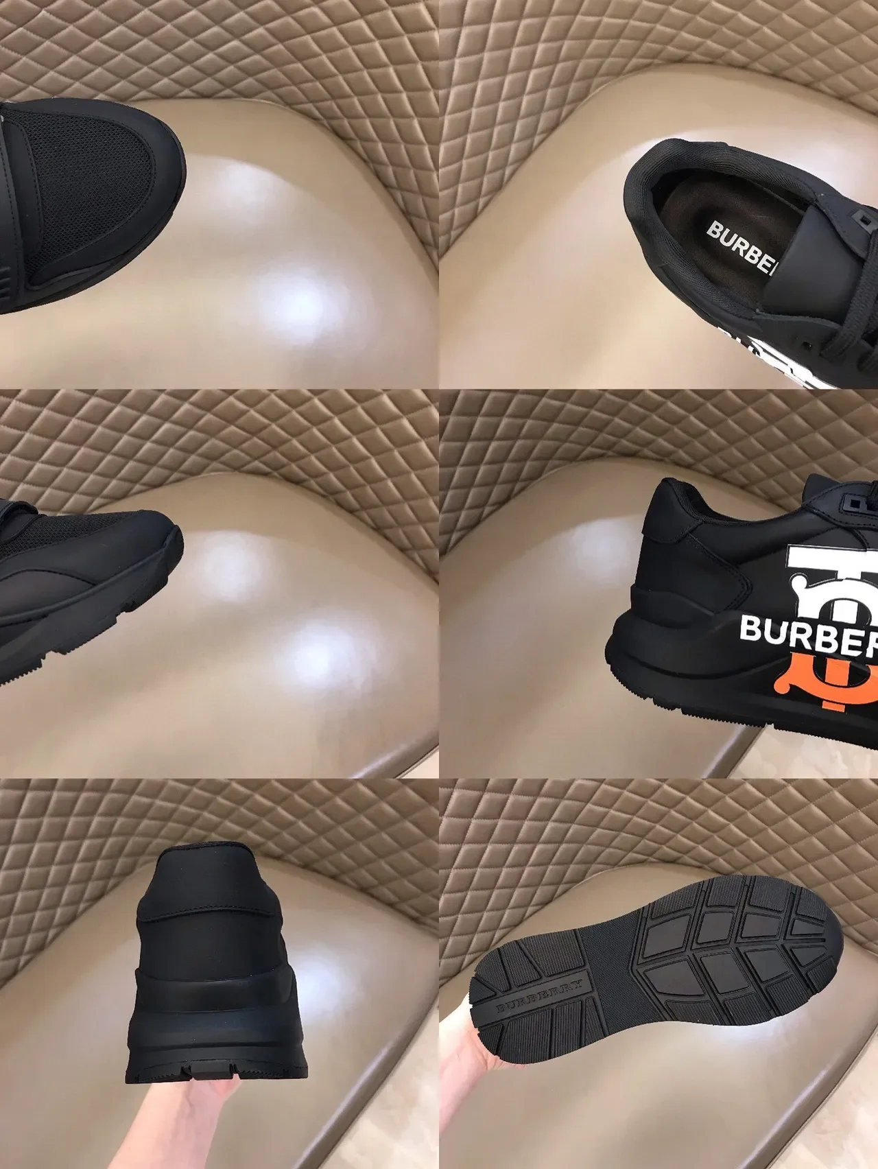 Burberry Black Orange Oversized Monogram Strap Closure Sneakers 2