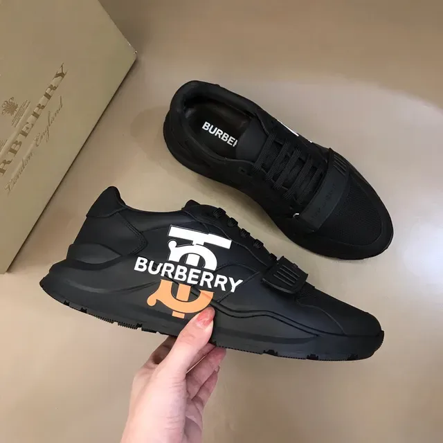 Burberry Black Orange Oversized Monogram Strap Closure Sneakers 6