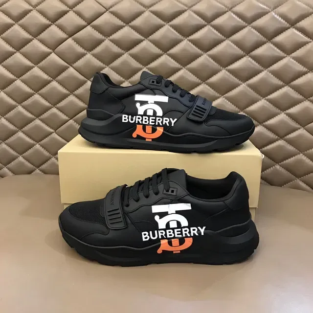 Burberry Black Orange Oversized Monogram Strap Closure Sneakers 7