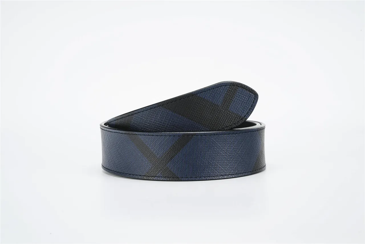 Burberry Check Pattern Blue and Black Leather Belt 3