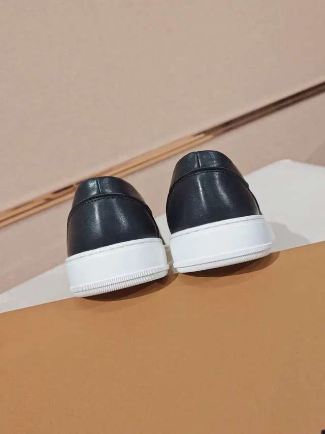 Burberry Check Slip-On Sneakers Navy Brown White Lifestyle Sneakers 4