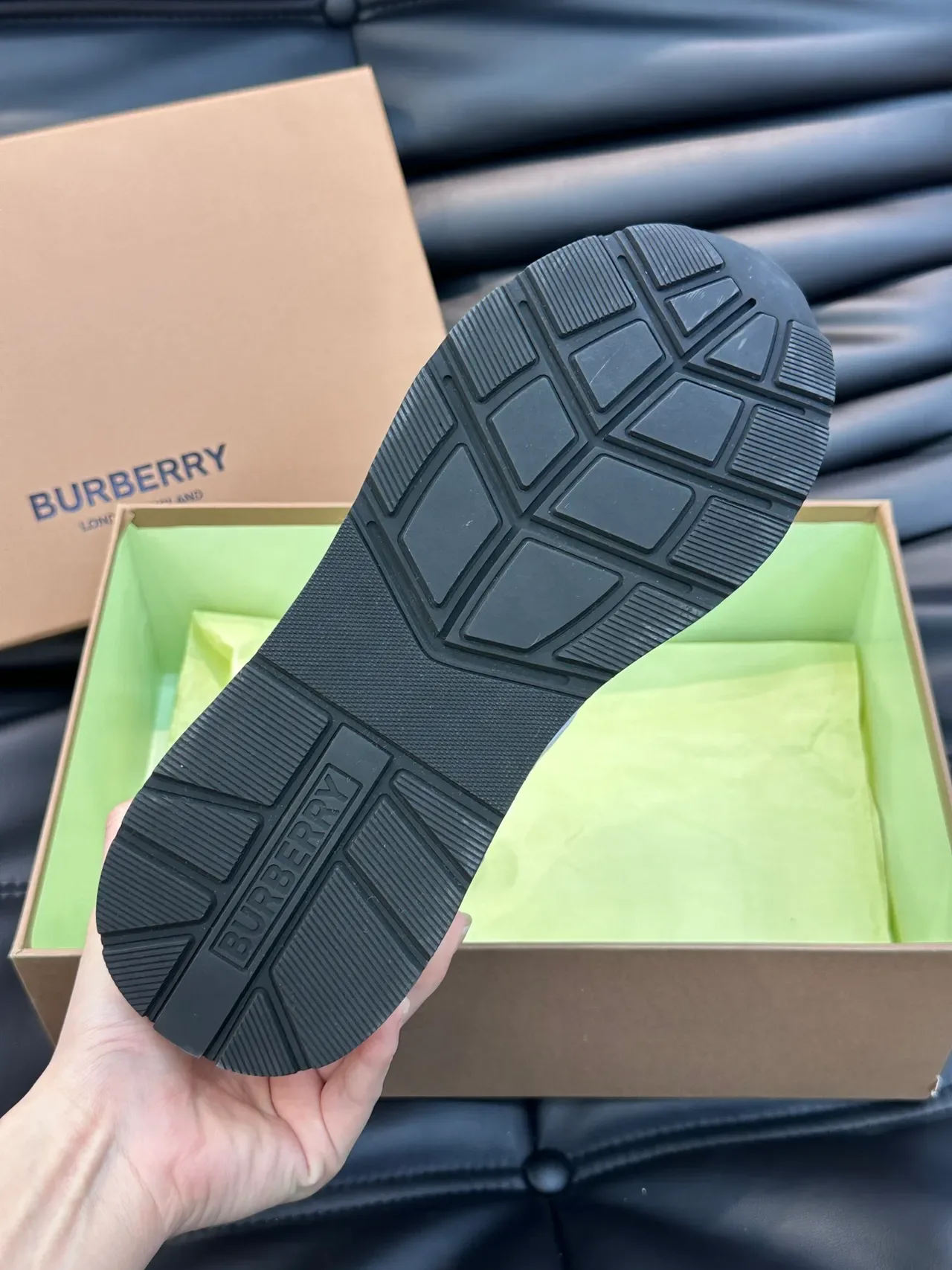 Burberry Gray Black Sole Mesh And Suede Overlay Chunky Sneakers 2