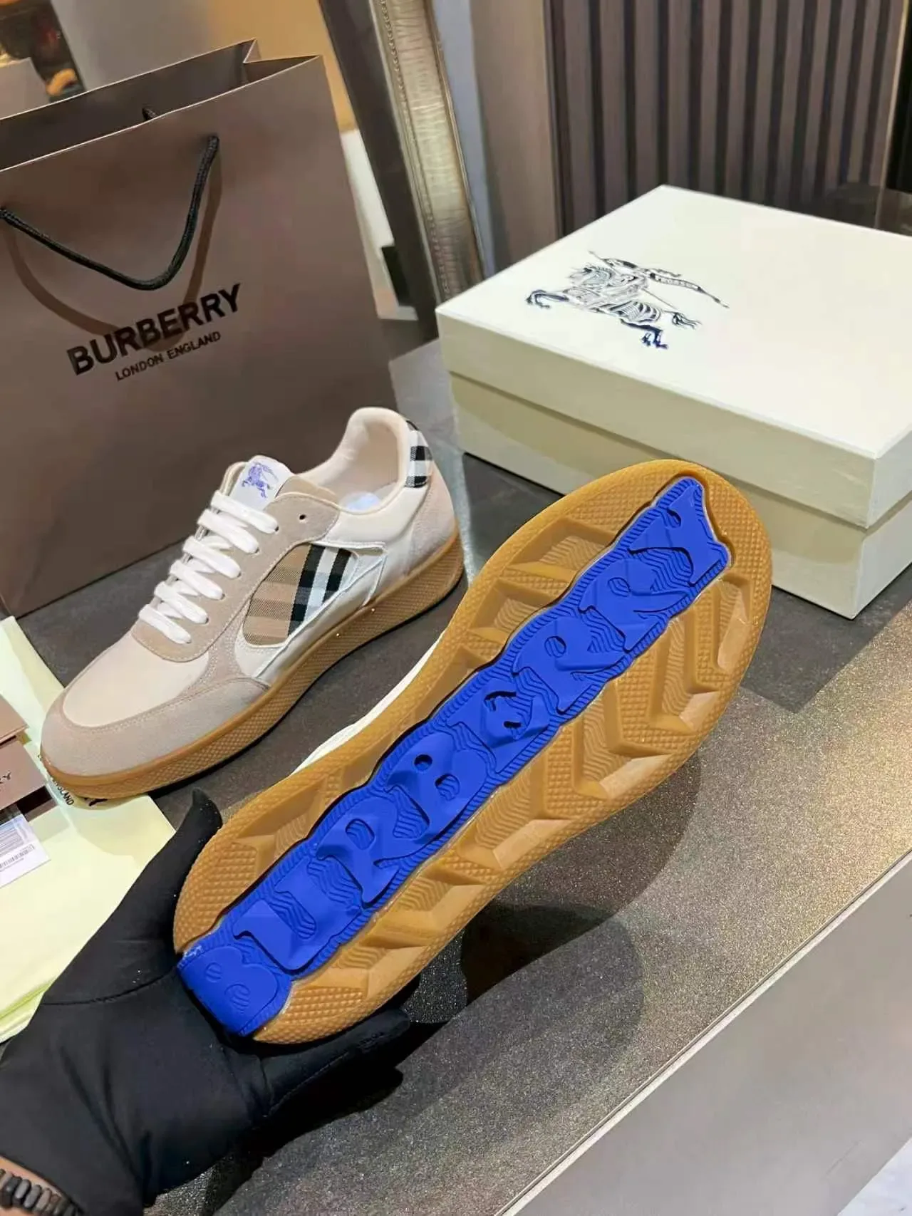 Burberry Knight Beige Check Lifestyle Sneakers 2