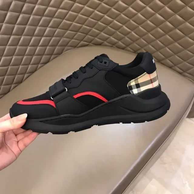 Burberry Knight Noir Rouge à carreaux sneakers lifestyle 2