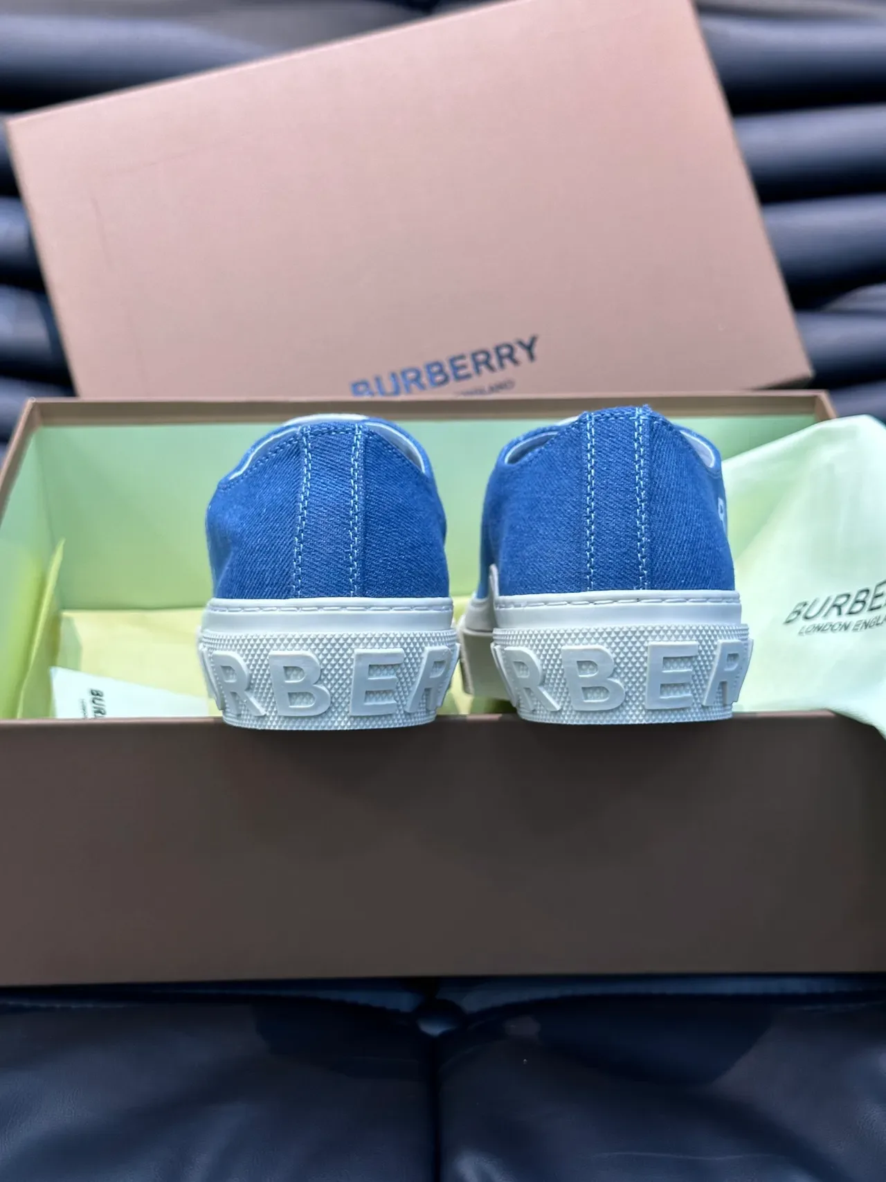Burberry Knight Blue Canvas Logo Print Lifestyle Sneakers 3