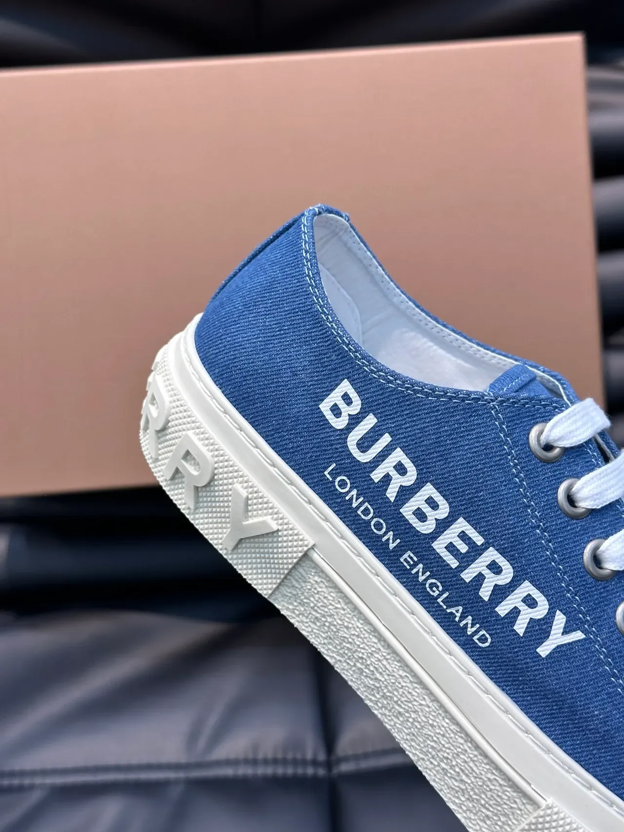 Burberry Knight Blue Canvas Logo Print Lifestyle Sneakers 4