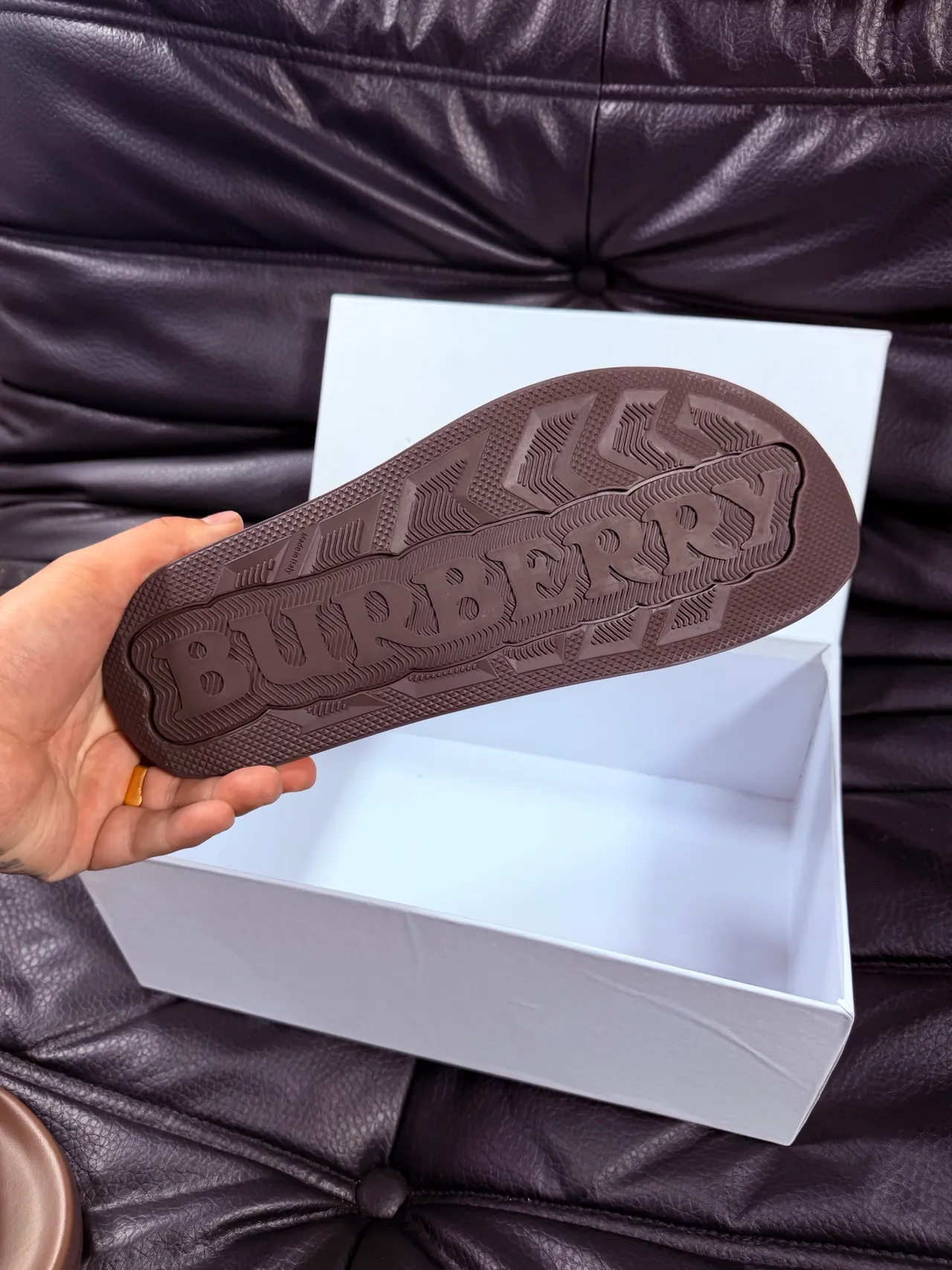 Burberry Knight Brown Molded Platform Slippers 2