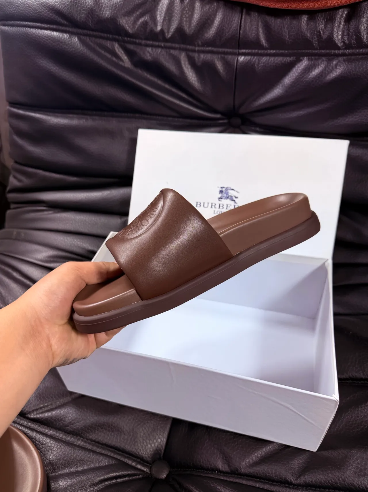 Burberry Knight Brown Molded Platform Slippers 3