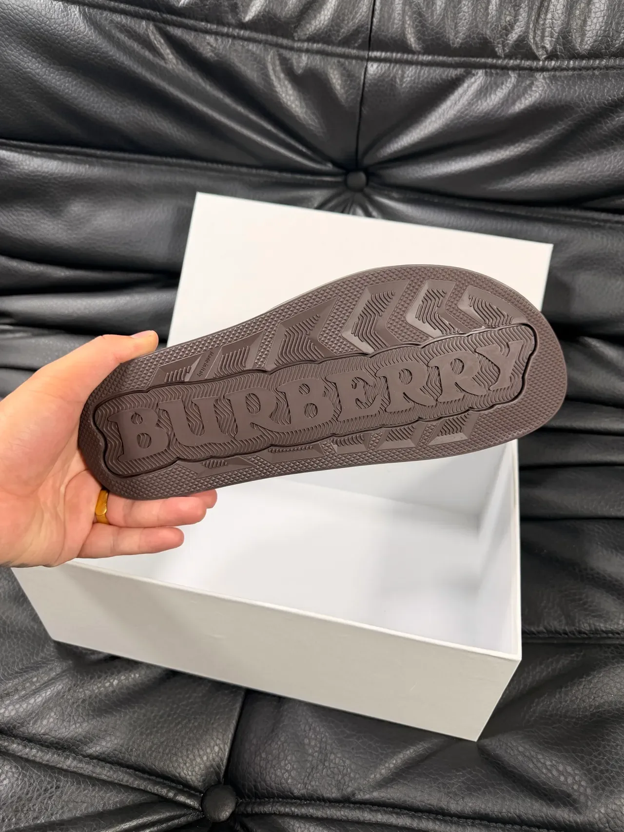 Burberry Knight Brown Monogrammed Slide Slippers 2