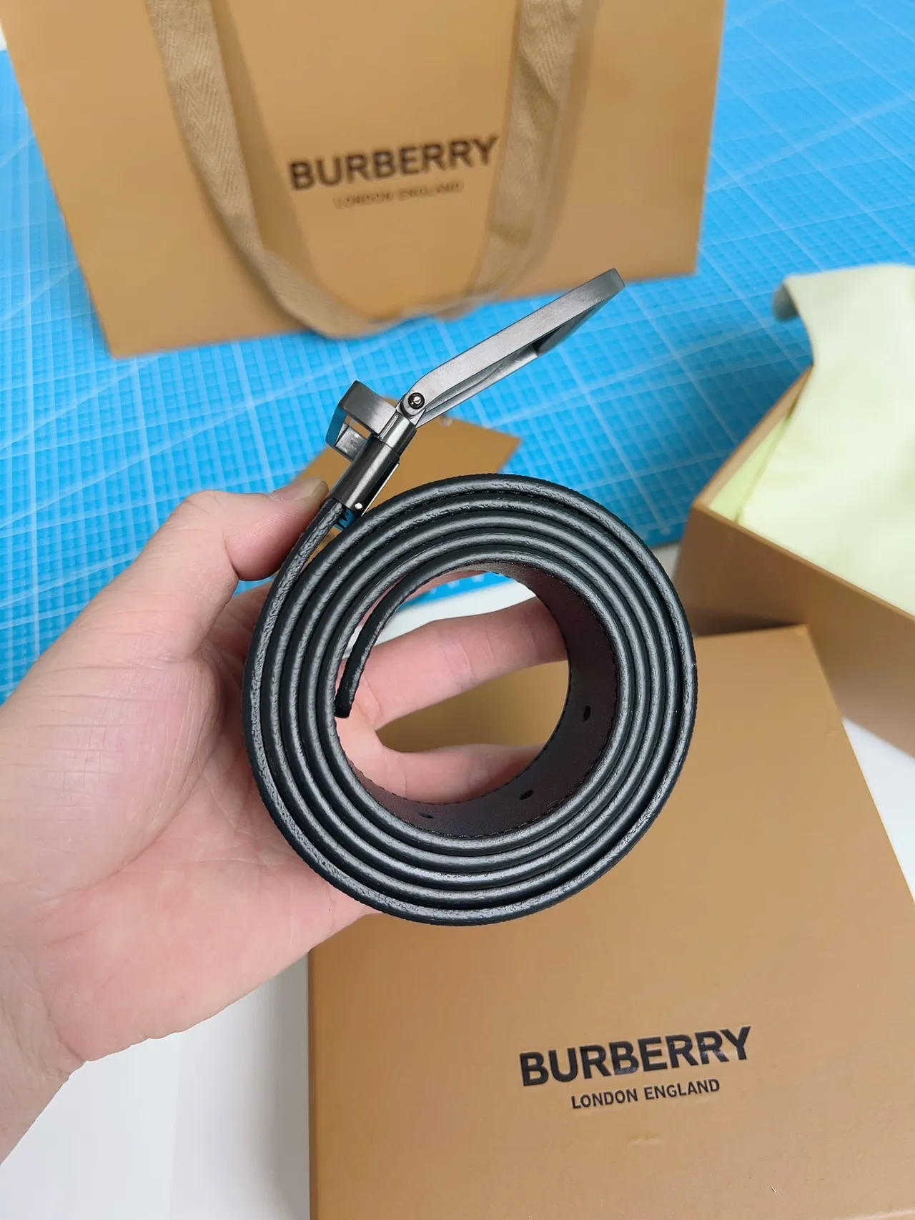 Burberry Knight charbon House Check Ceinture en cuir réversible 6