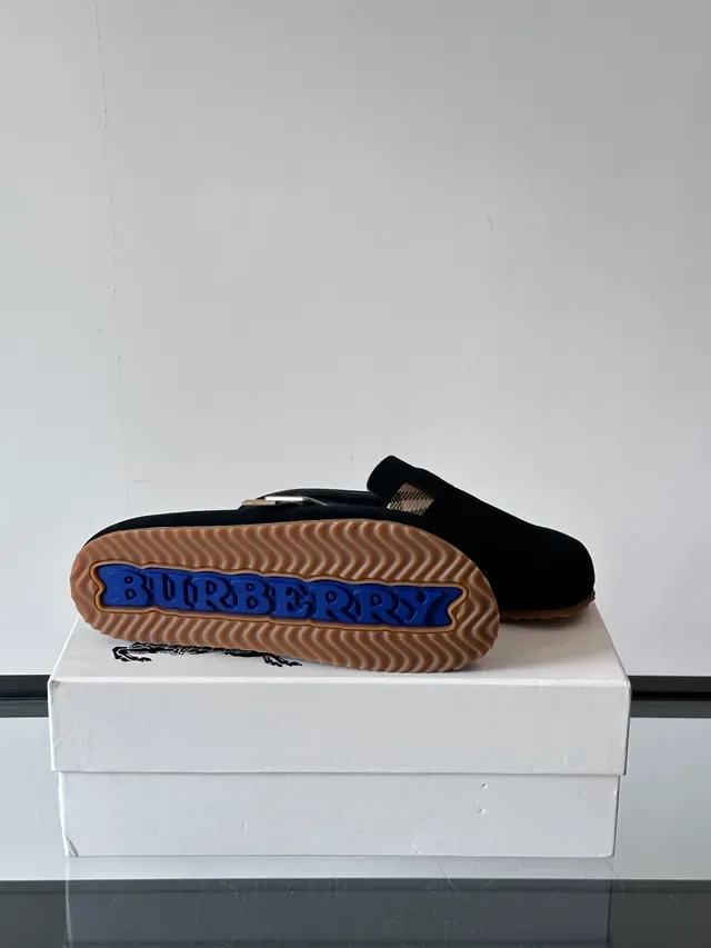 Burberry Mocassim Preto Bege Camurça Alça House Check 2