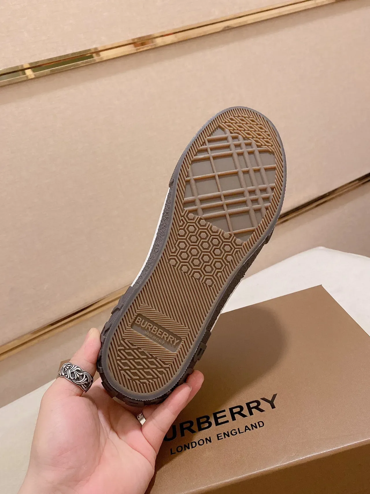 Burberry Lola Beige Brown Slip-On Platform Sole Lifestyle Sneakers 2