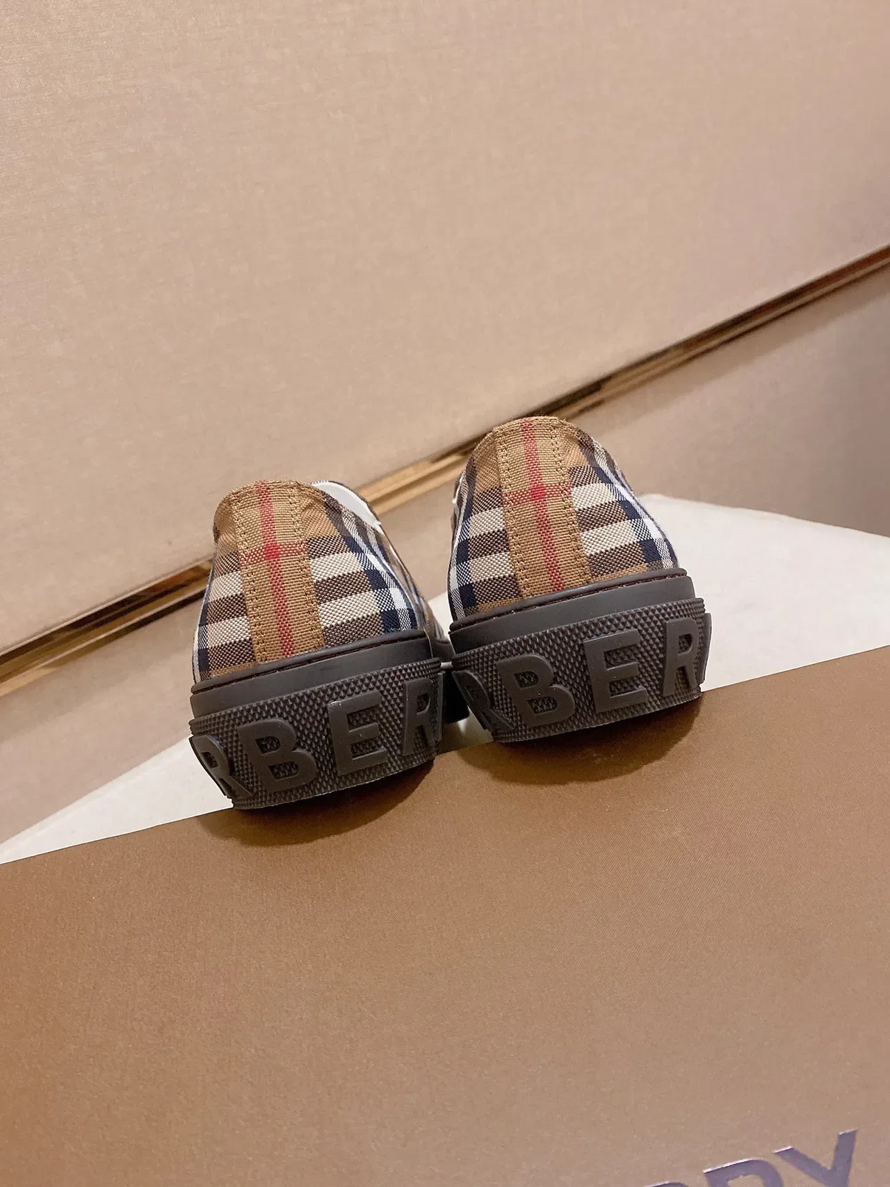 Burberry Lola Beige Brown Slip-On Platform Sole Lifestyle Sneakers 3