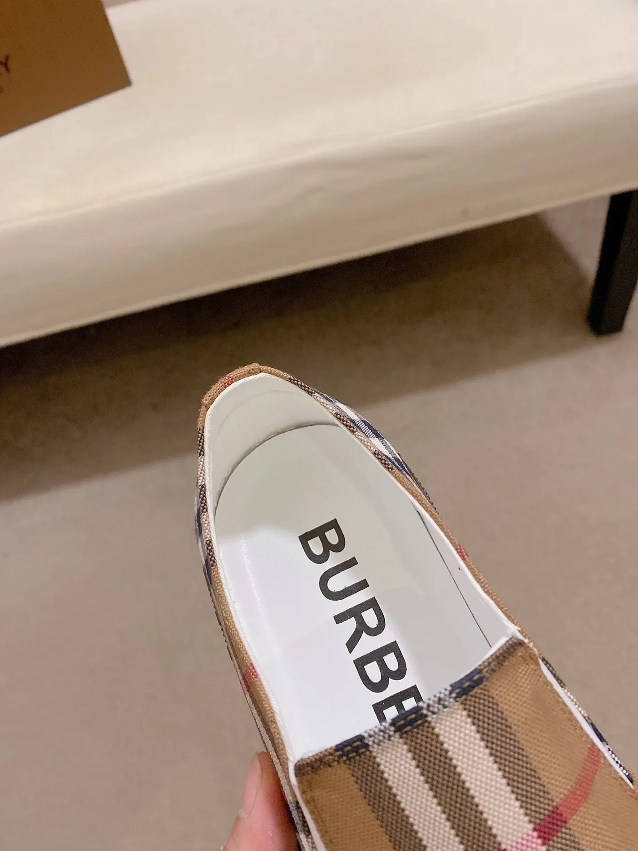 Burberry Lola Beige Brown Slip-On Platform Sole Lifestyle Sneakers 5