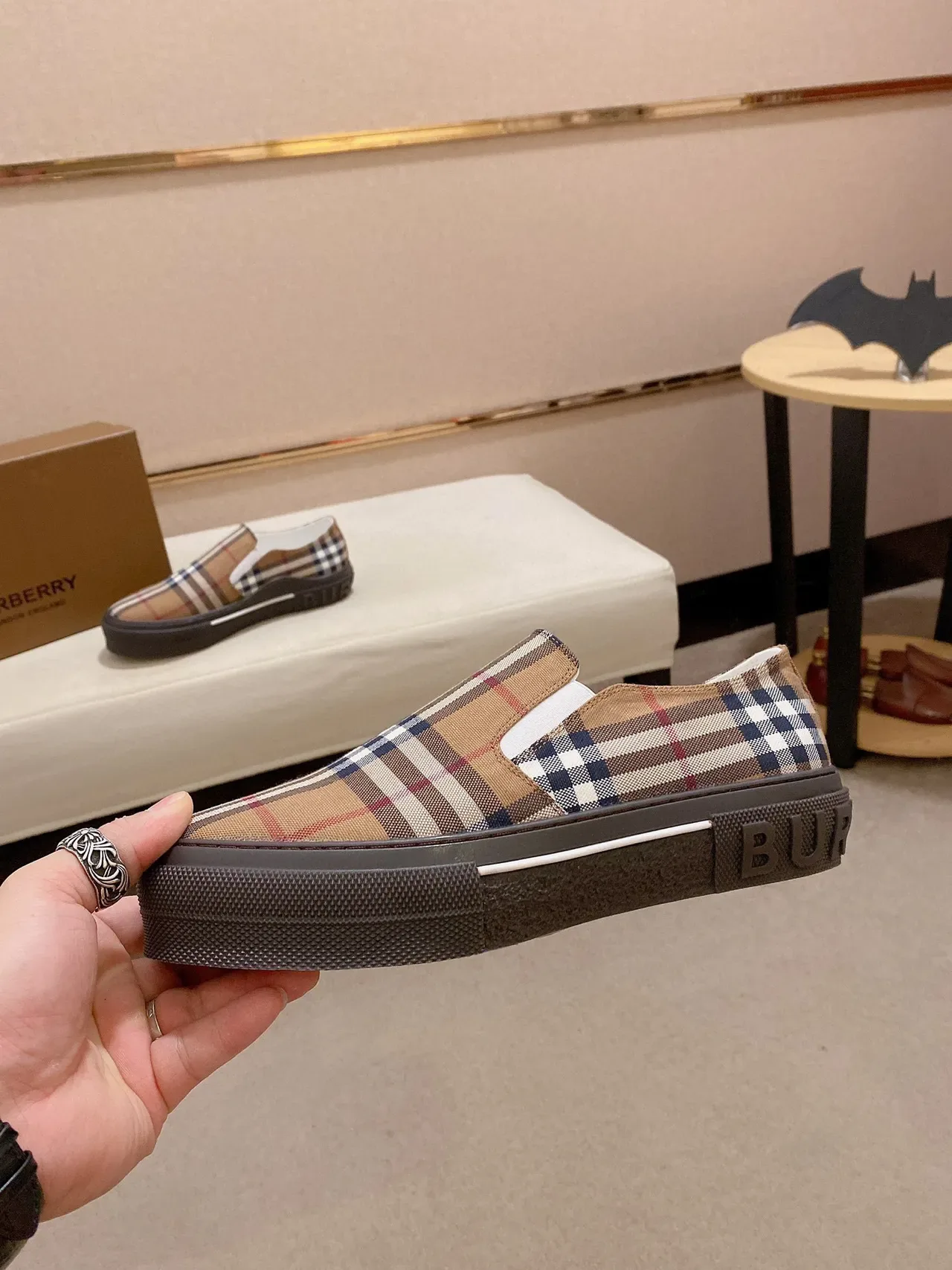 Burberry Lola Beige Brown Slip-On Platform Sole Lifestyle Sneakers 8