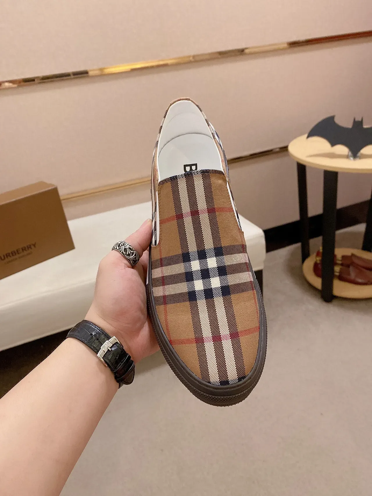 Burberry Lola Beige Brown Slip-On Platform Sole Lifestyle Sneakers 9