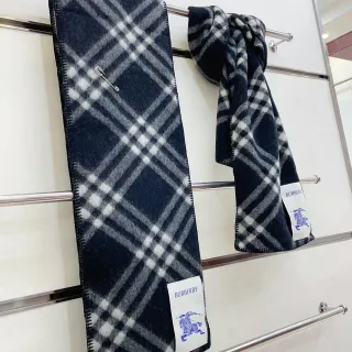 Burberry Nova Check Navy and White Cashmere Scarf