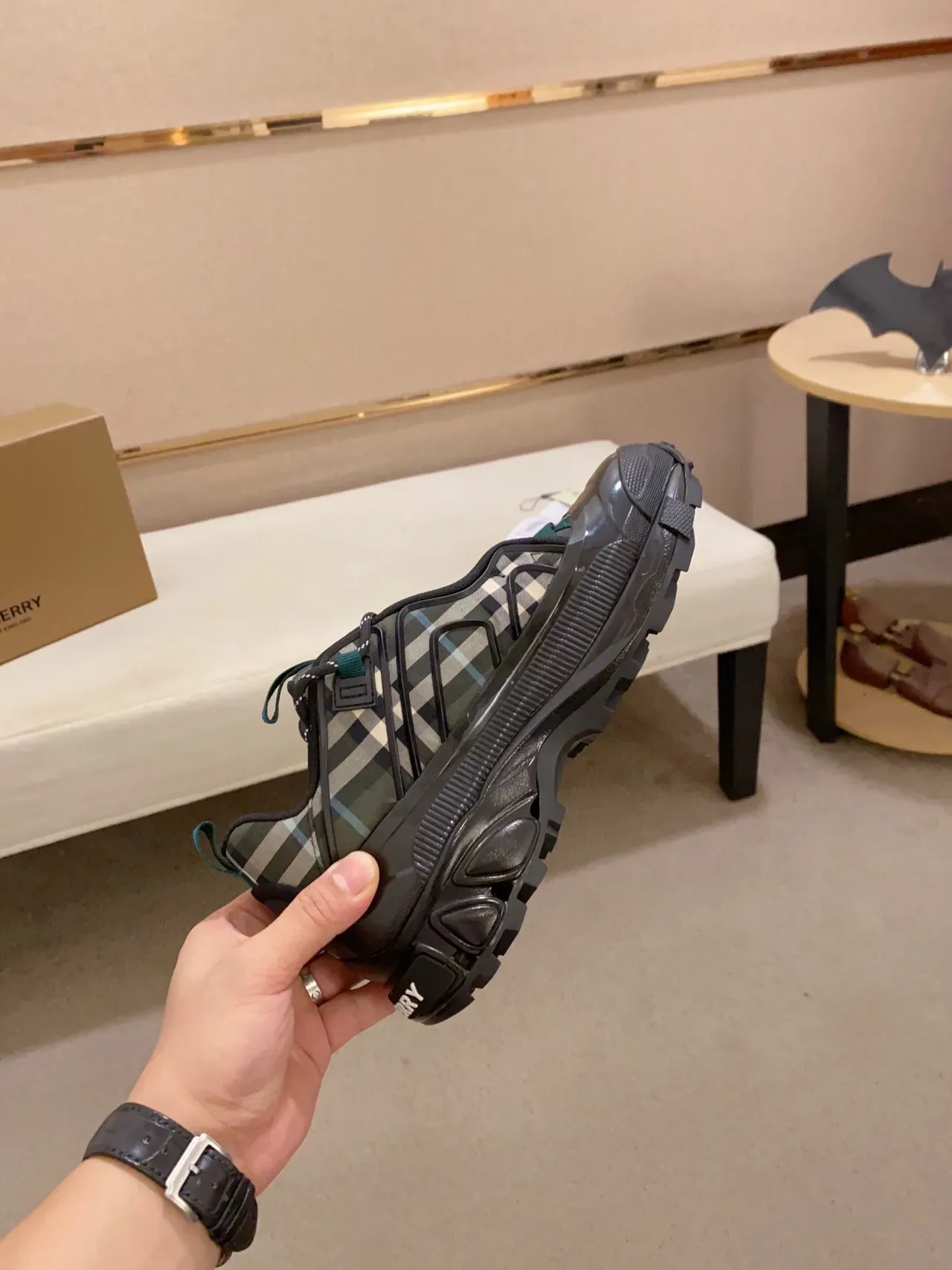 Burberry Runner Check Pattern Translucent Cage Chunky Sneaker 5