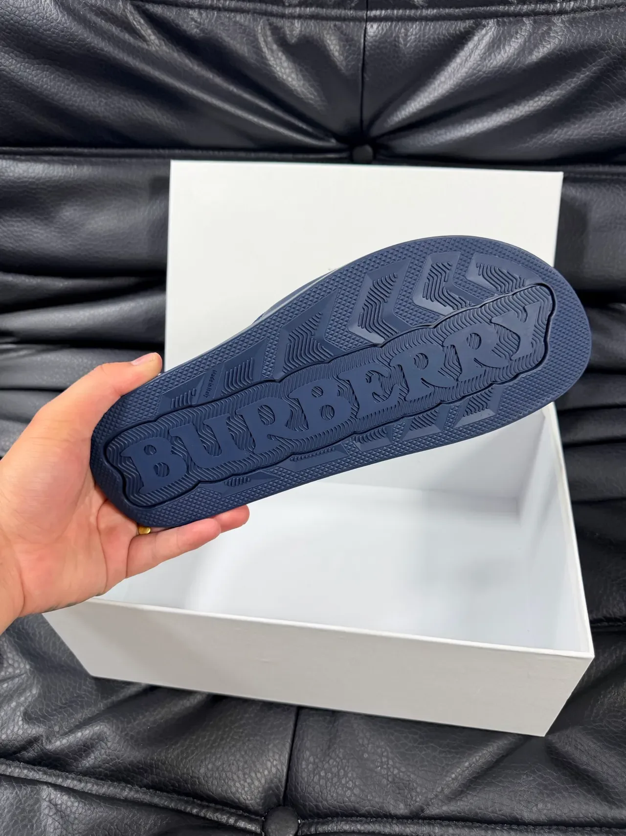 Burberry Slide Multicolor Embossed Monogram Strap Flat Rubber Sole Slippers 3
