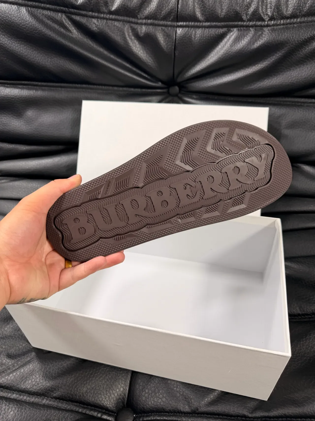 Burberry Slide Multicolor Embossed Monogram Strap Flat Rubber Sole Slippers 6