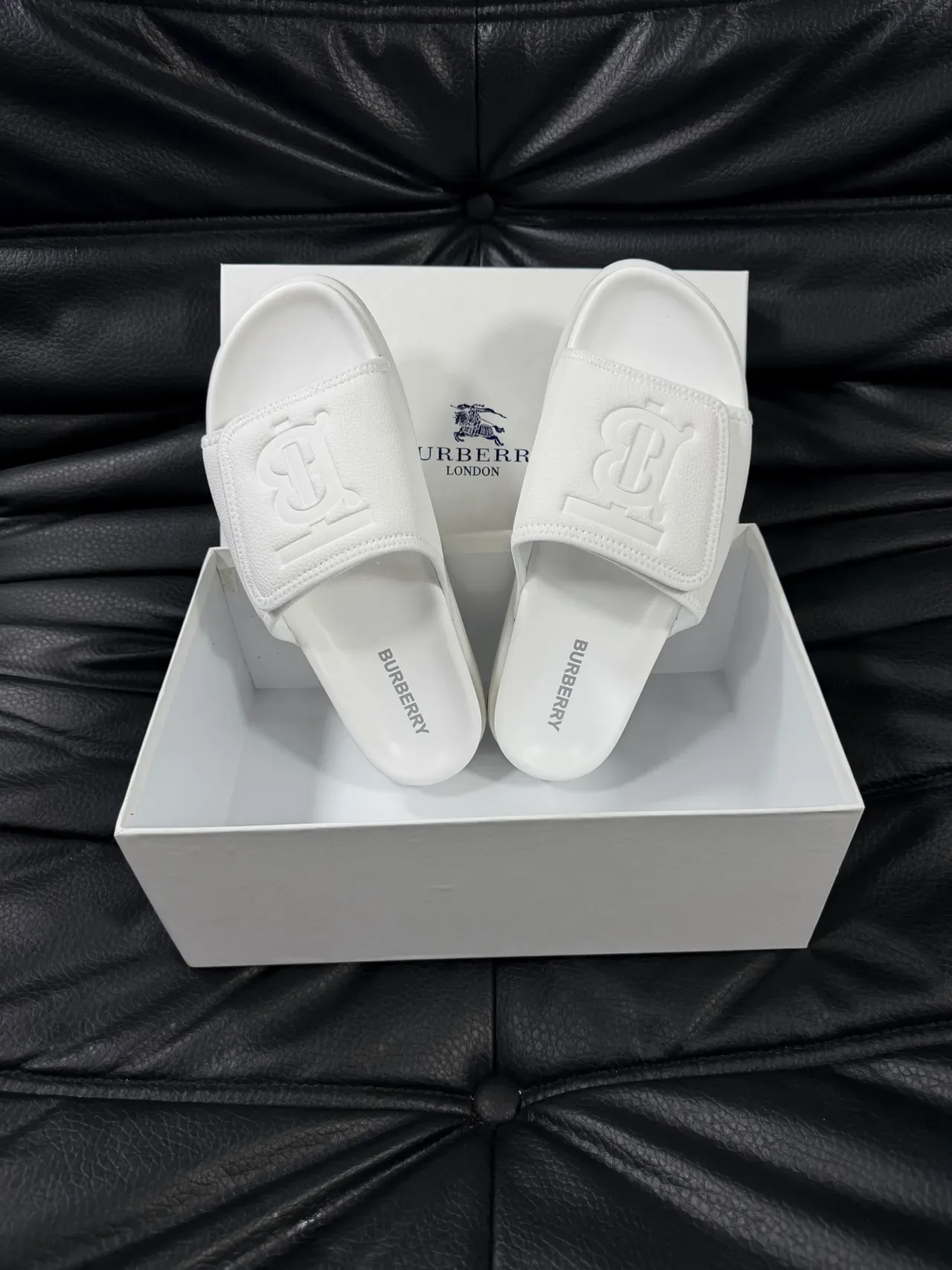 Burberry Slide Multicolor Embossed Monogram Strap Flat Rubber Sole Slippers 14