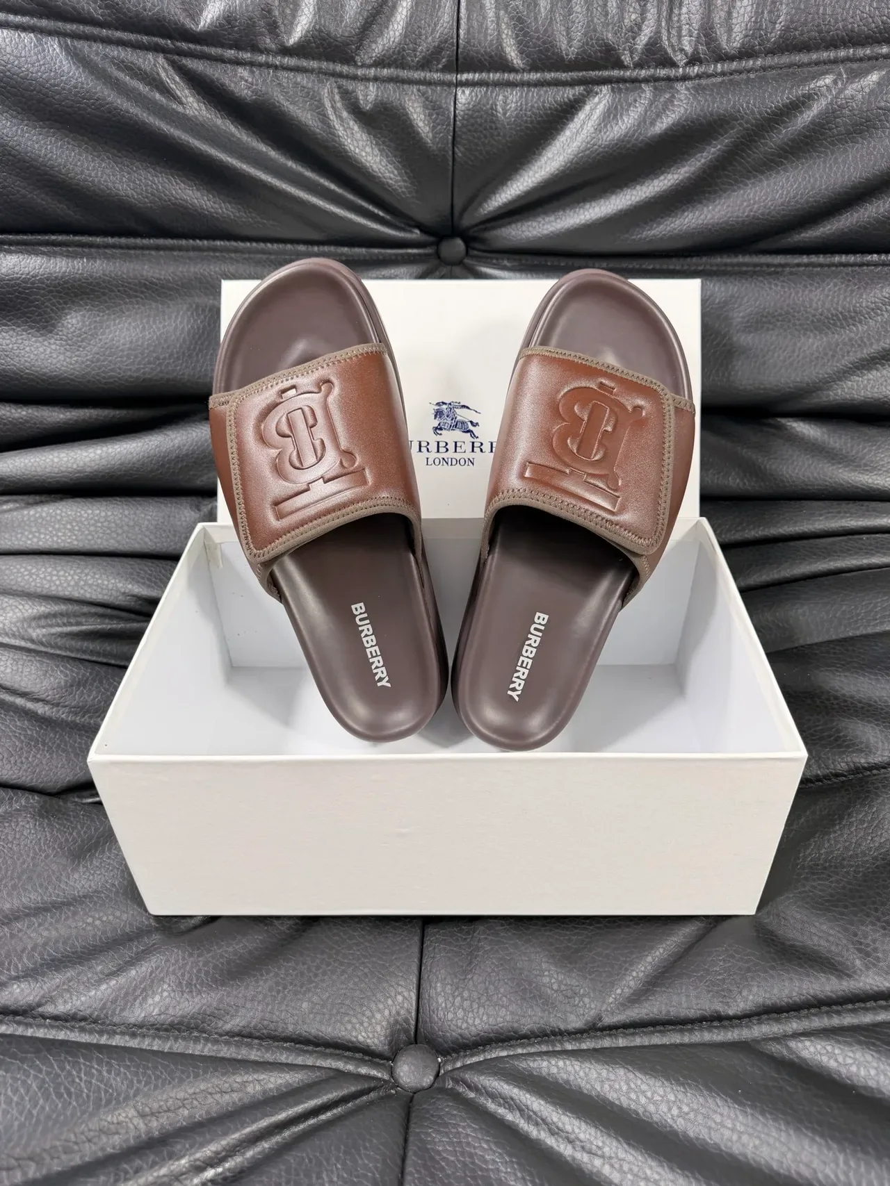 Burberry Slide Multicolor Embossed Monogram Strap Flat Rubber Sole Slippers 16
