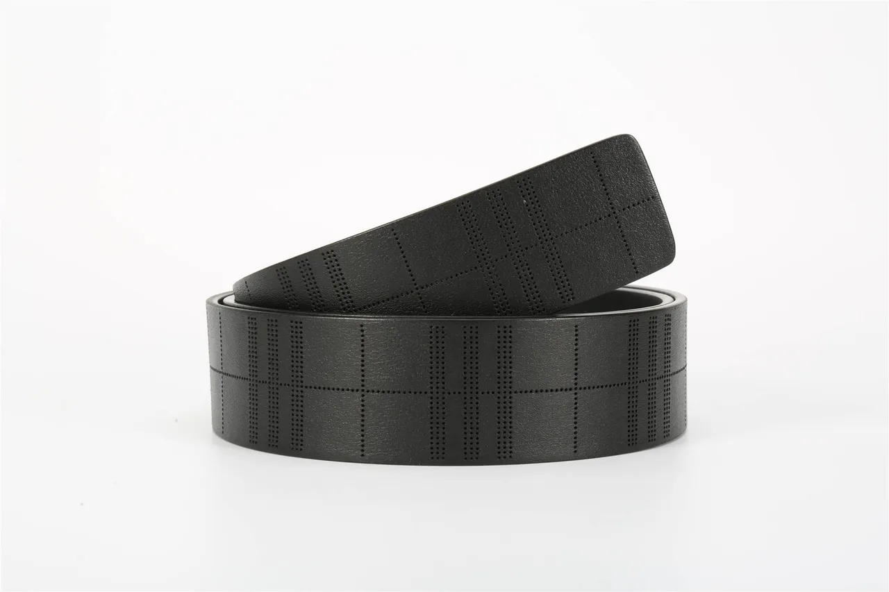 Burberry TB Monogram Perforated Check Black Leather Belt 14