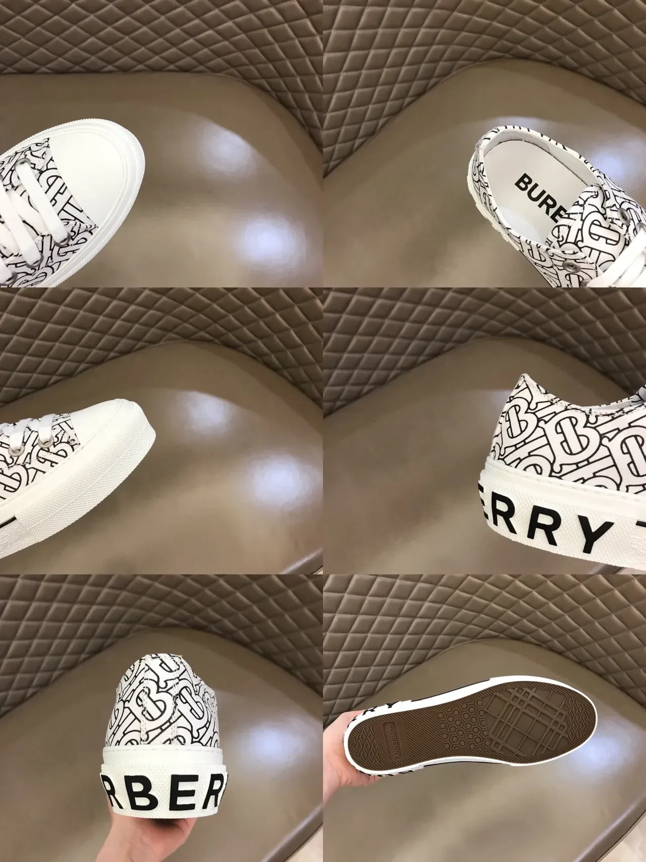 Burberry Blanc et Noir Monogram-Print Toile Semelle Plateforme Lifestyle Sneakers 2