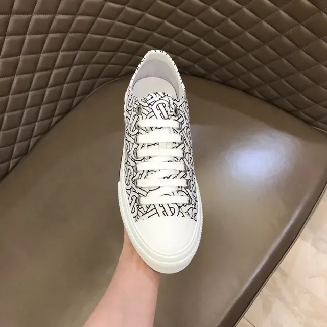 Burberry Blanc et Noir Monogram-Print Toile Semelle Plateforme Lifestyle Sneakers 5