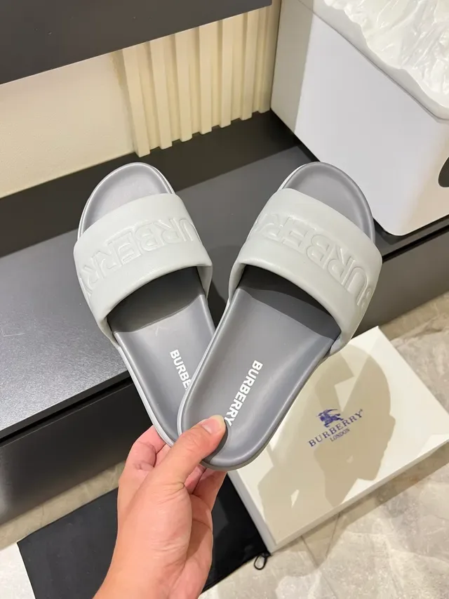 Burberry White Logo-Embossed Strap Chunky Molded Sole Slippers 7