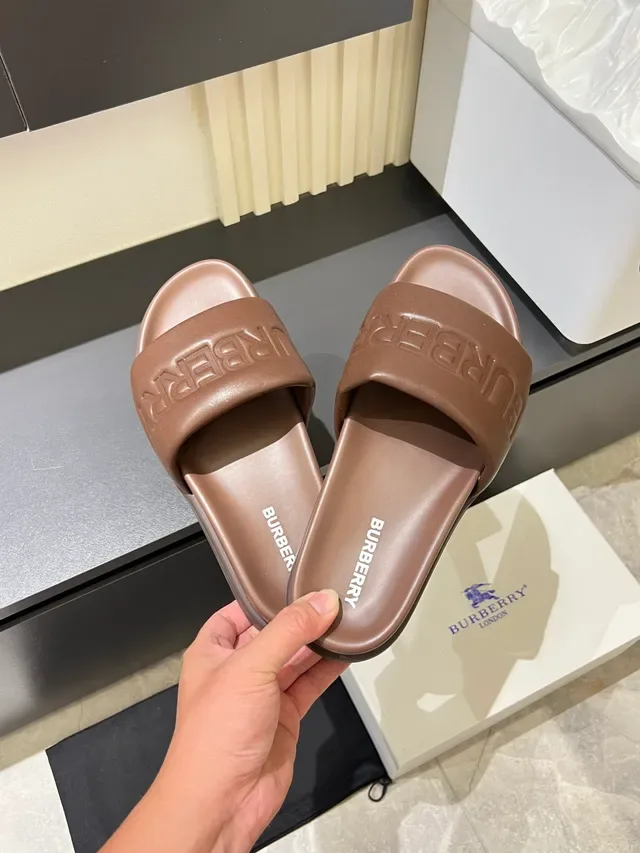 Burberry White Logo-Embossed Strap Chunky Molded Sole Slippers 8