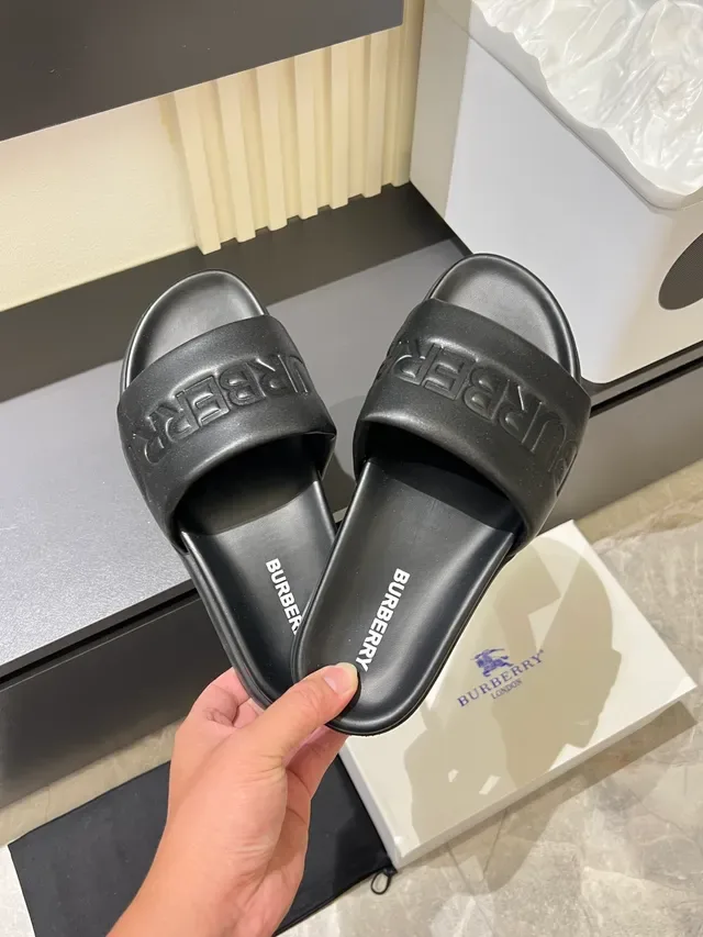 Burberry White Logo-Embossed Strap Chunky Molded Sole Slippers 10