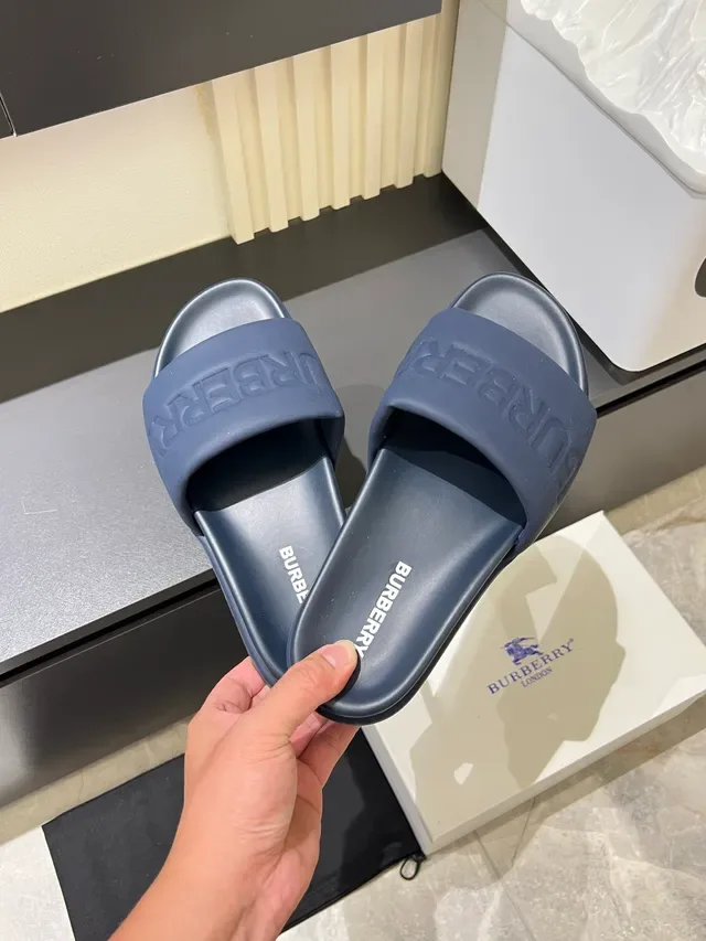 Burberry White Logo-Embossed Strap Chunky Molded Sole Slippers 11