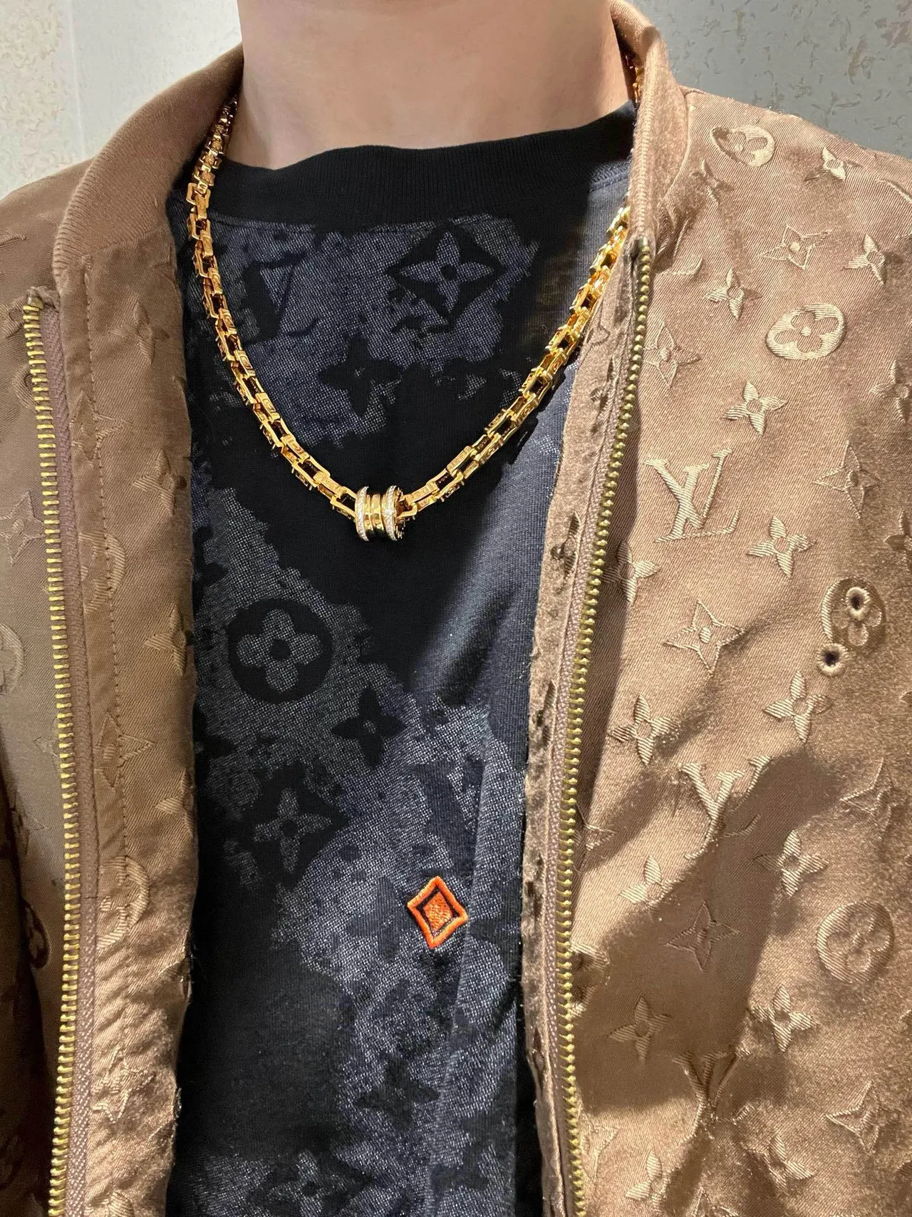 Bvlgari B.zero1 Corrente de ouro e prata com elos de chave grega entalhados colar 5