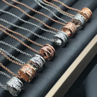 Bvlgari B.zero1 Rock টু-টোন পাভে স্ট্যাকড সিলিন্ড্রিক্যাল নেকলেস