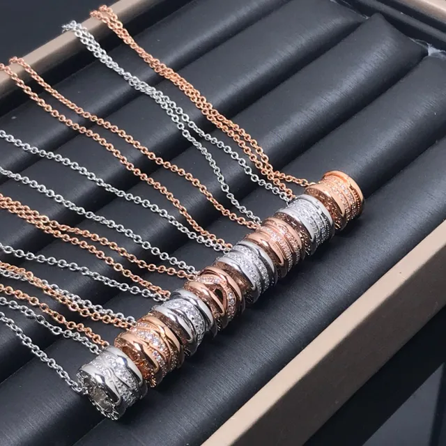 Bvlgari B.zero1 Rock bi-couleur Pavé empilable cylindrique collier 2